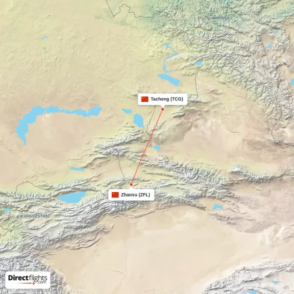 Tacheng - Zhaosu direct flight map