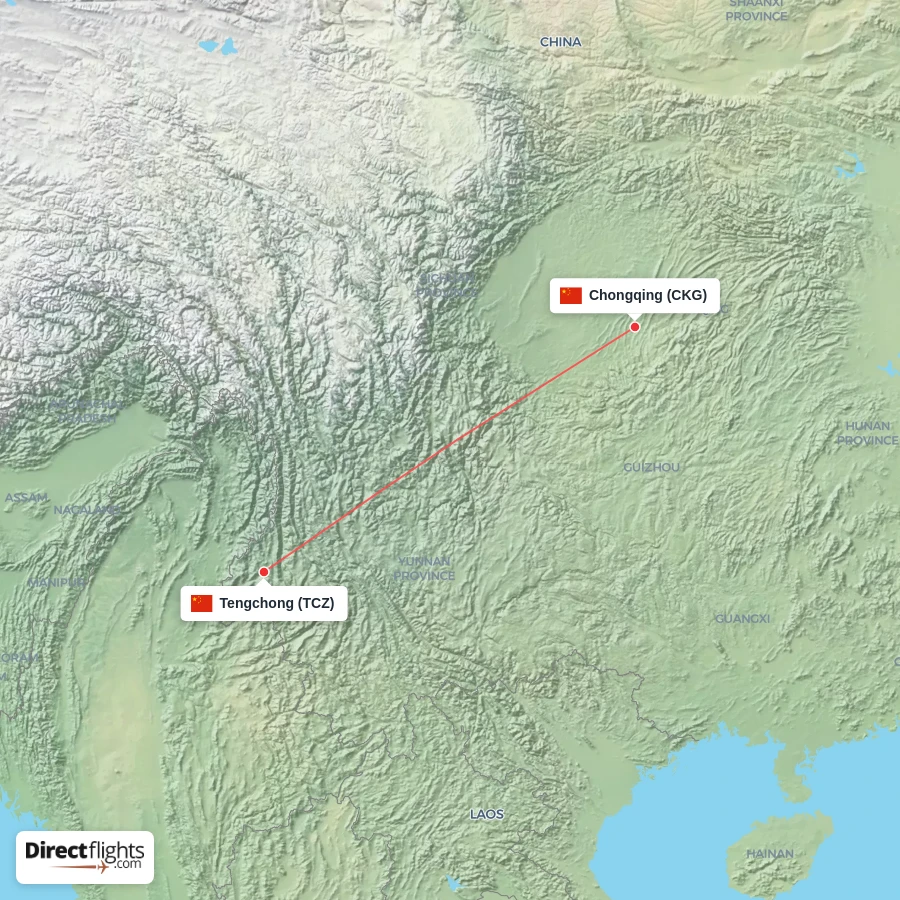 TCZ - CKG route map