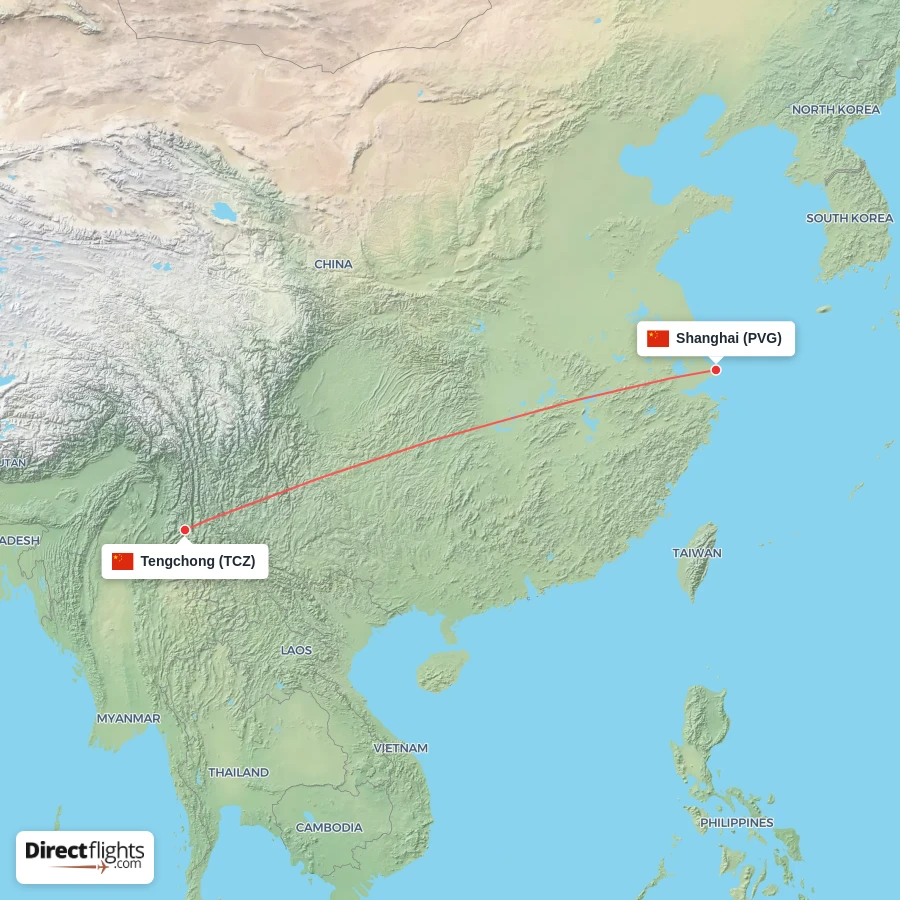 TCZ - PVG route map