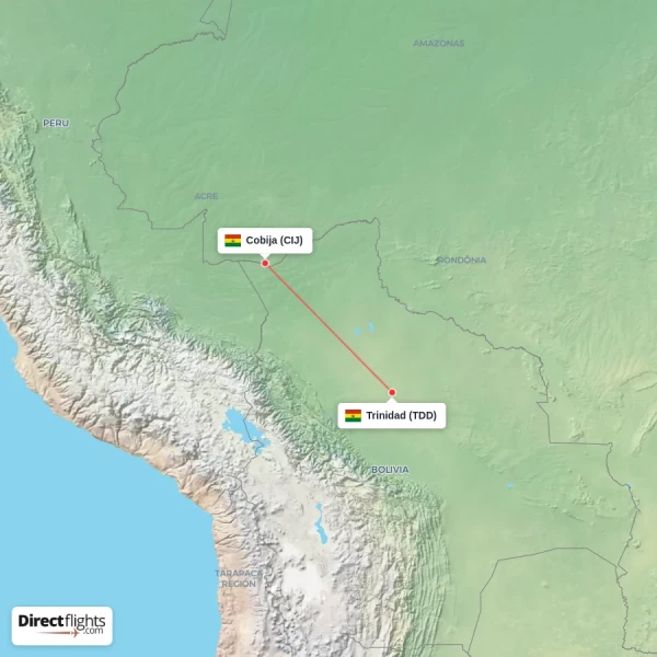 Trinidad - Cobija direct flight map