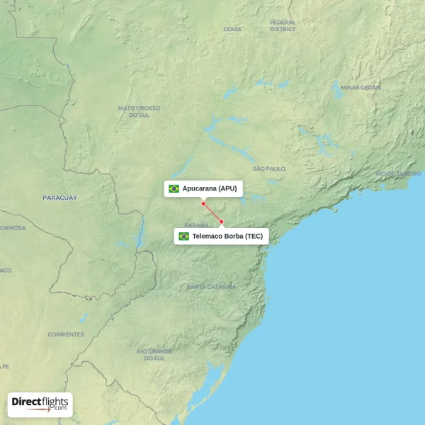 Telemaco Borba - Apucarana direct flight map