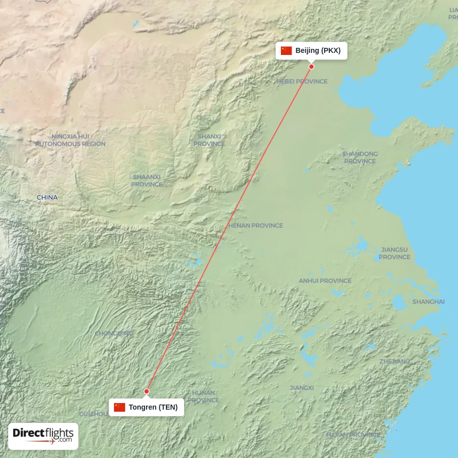 TEN - PKX route map