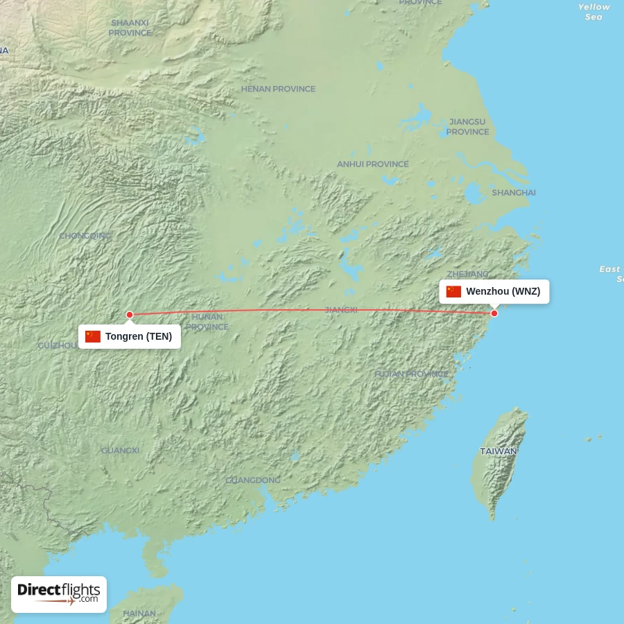 TEN - WNZ route map