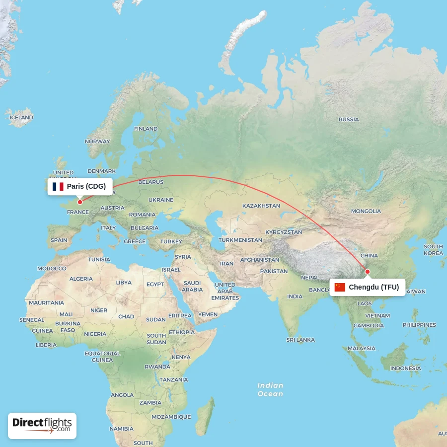 TFU - CDG route map