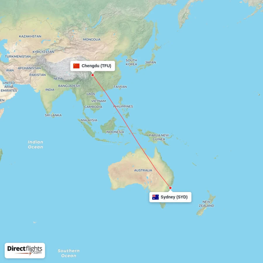 TFU - SYD route map