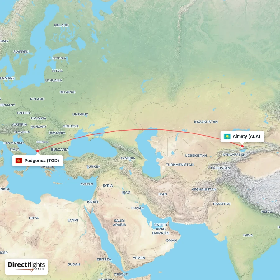 TGD - ALA route map