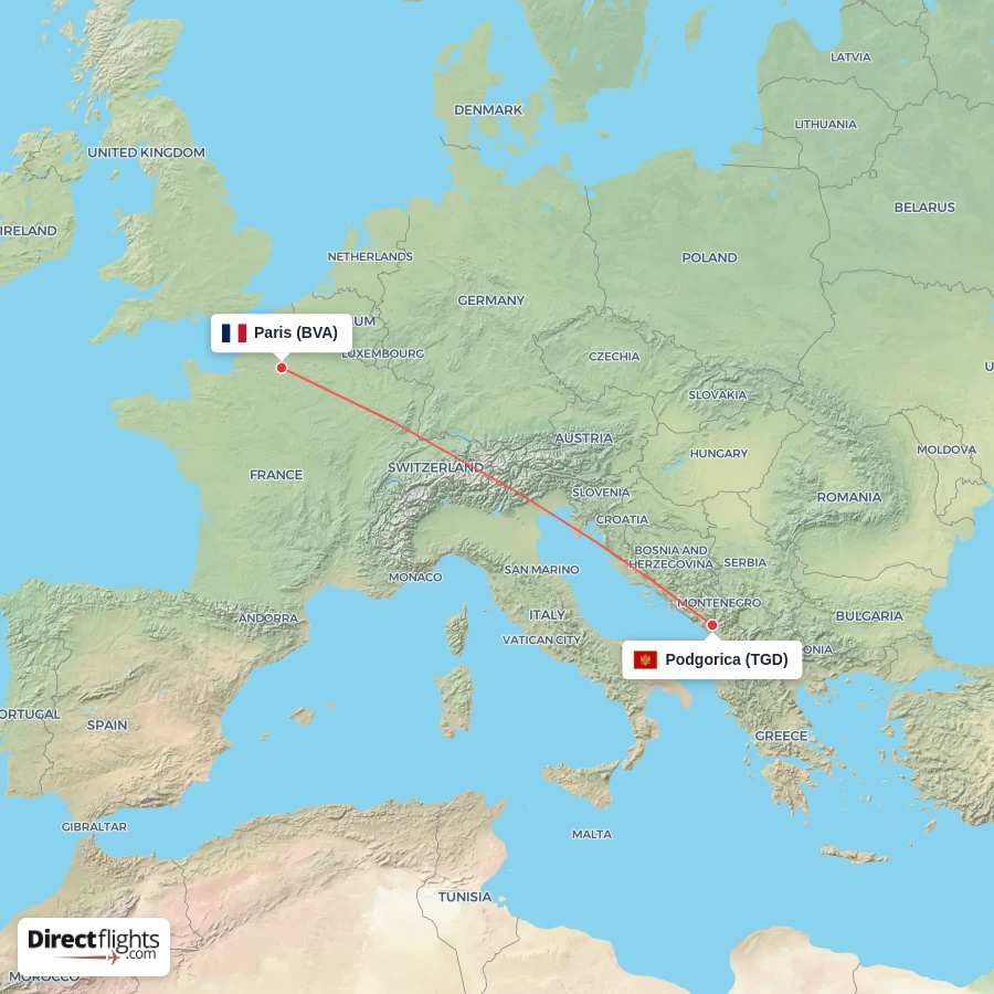 TGD - BVA route map