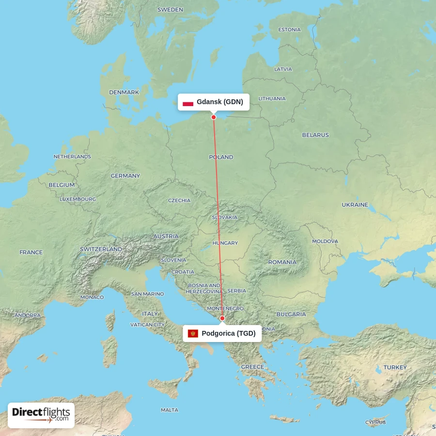 TGD - GDN route map