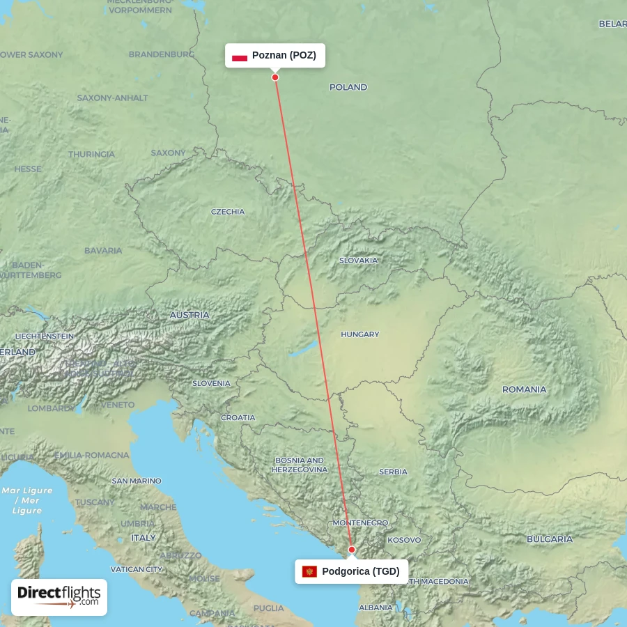 TGD - POZ route map