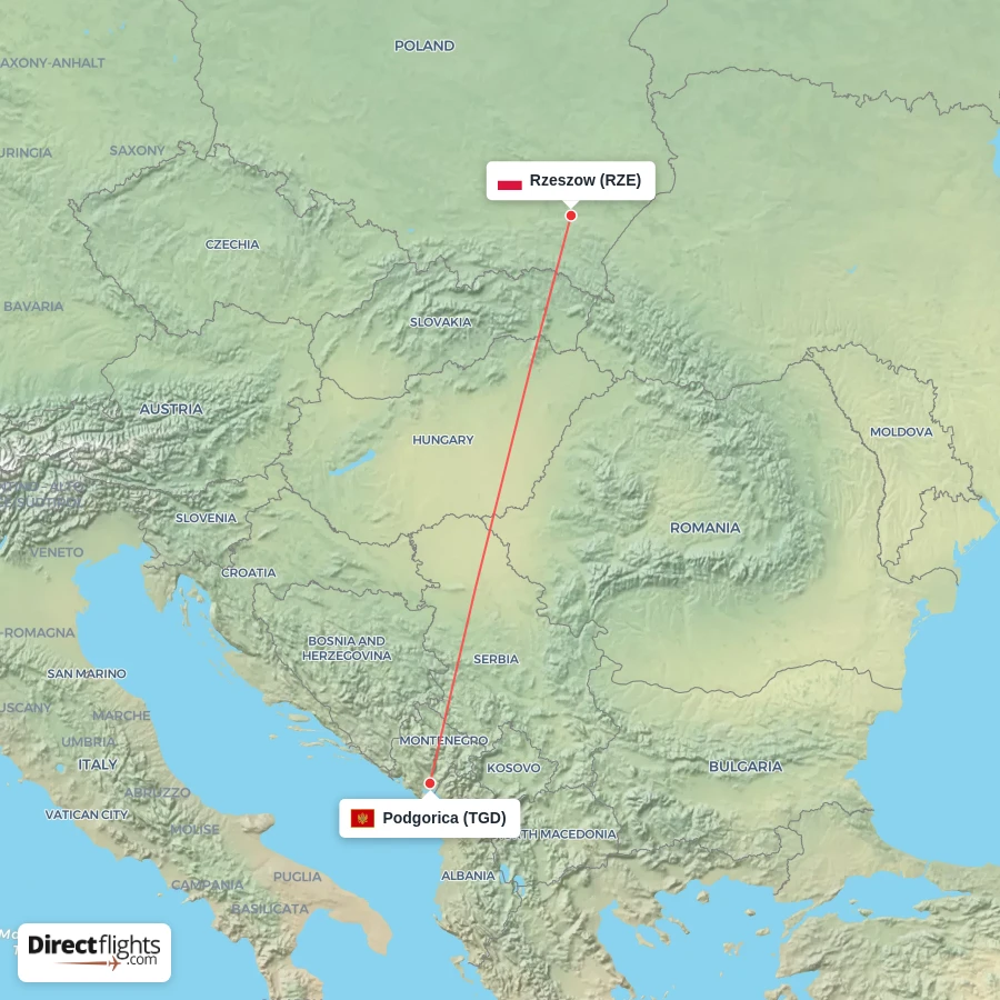 TGD - RZE route map