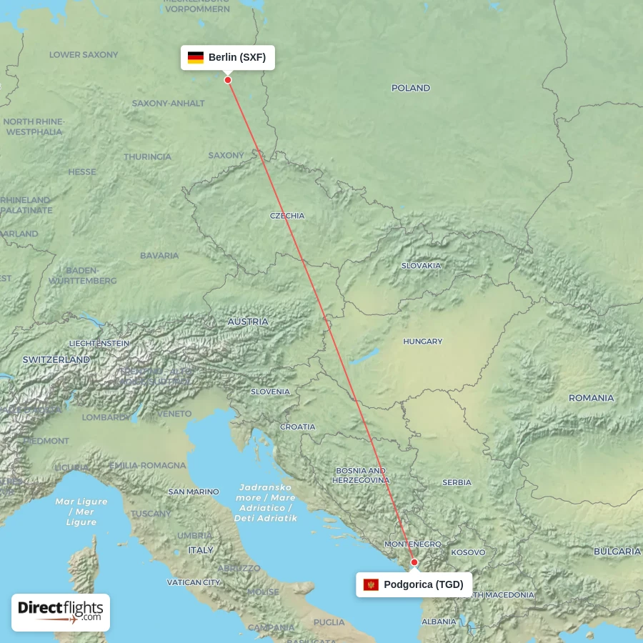 TGD - SXF route map