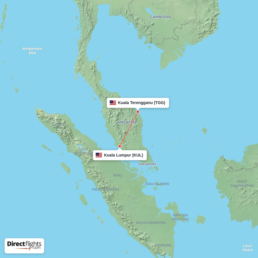 TGG - KUL route map