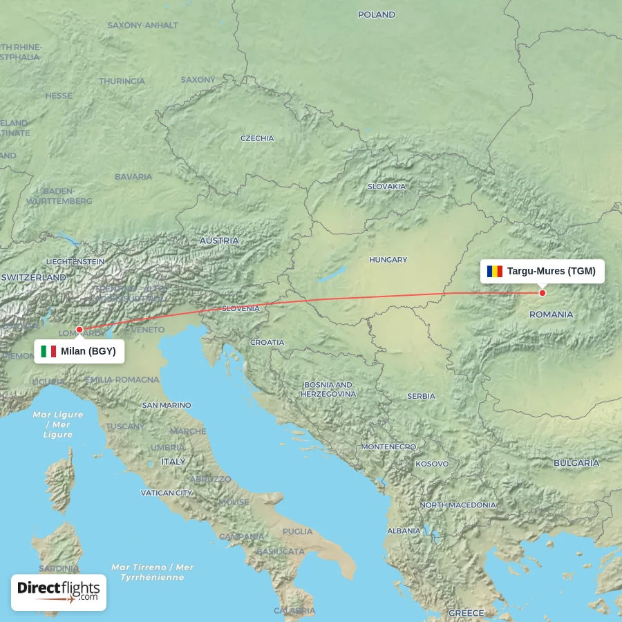 TGM - BGY route map