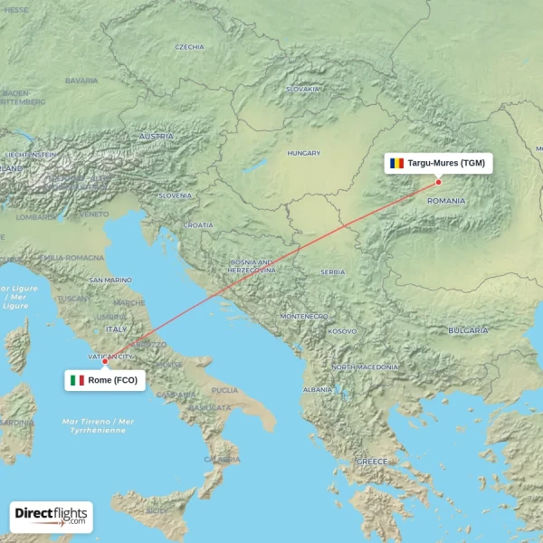 Targu-Mures - Rome direct flight map