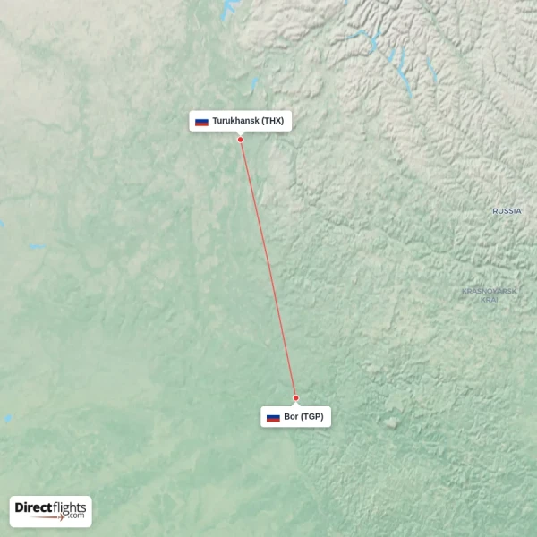 Bor - Turukhansk direct flight map