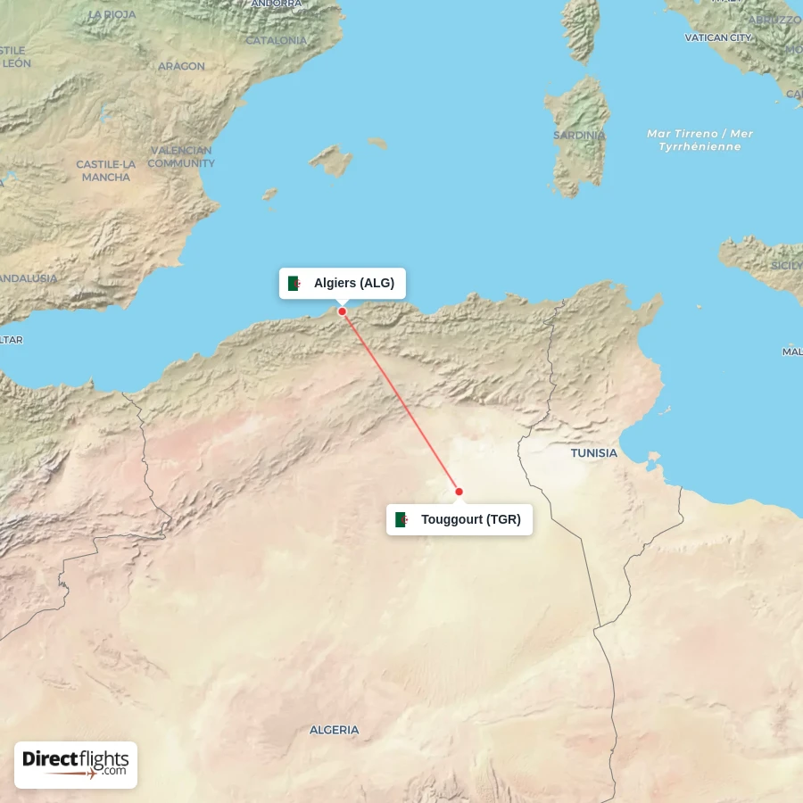 TGR - ALG route map