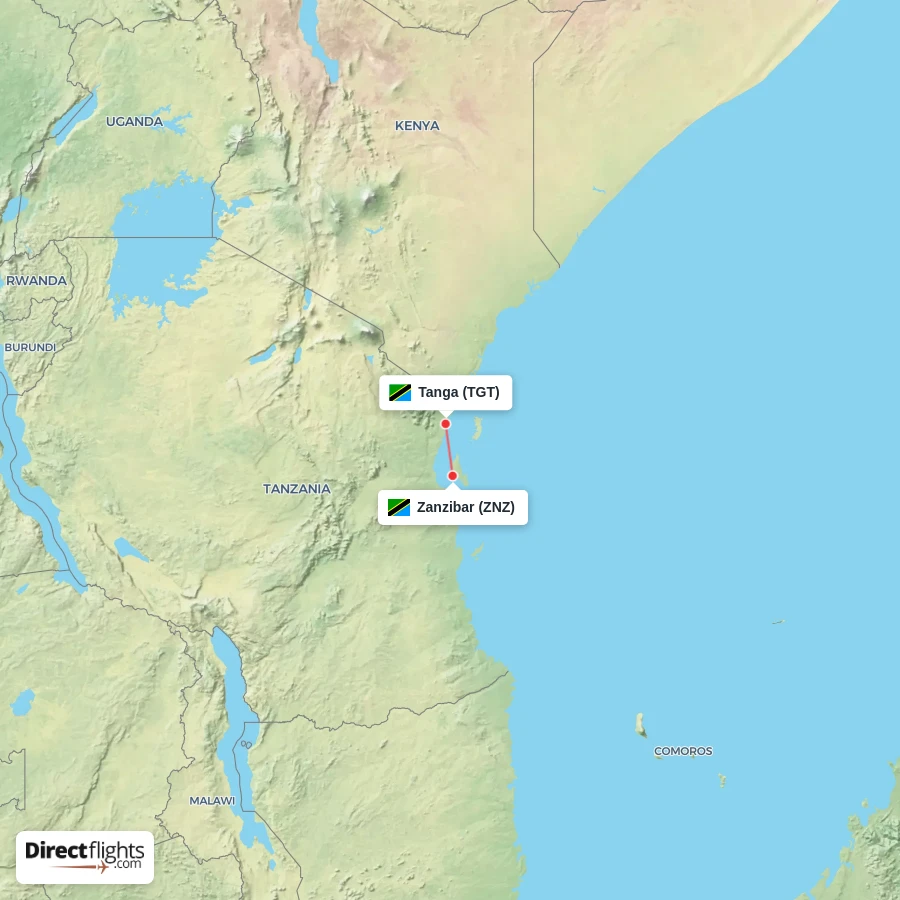 TGT - ZNZ route map