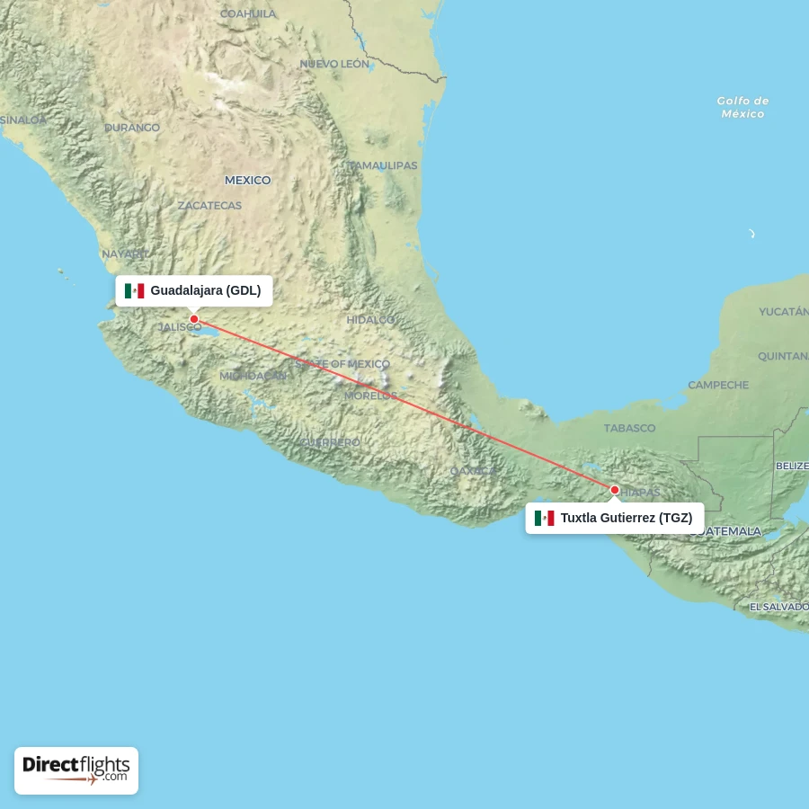 TGZ - GDL route map