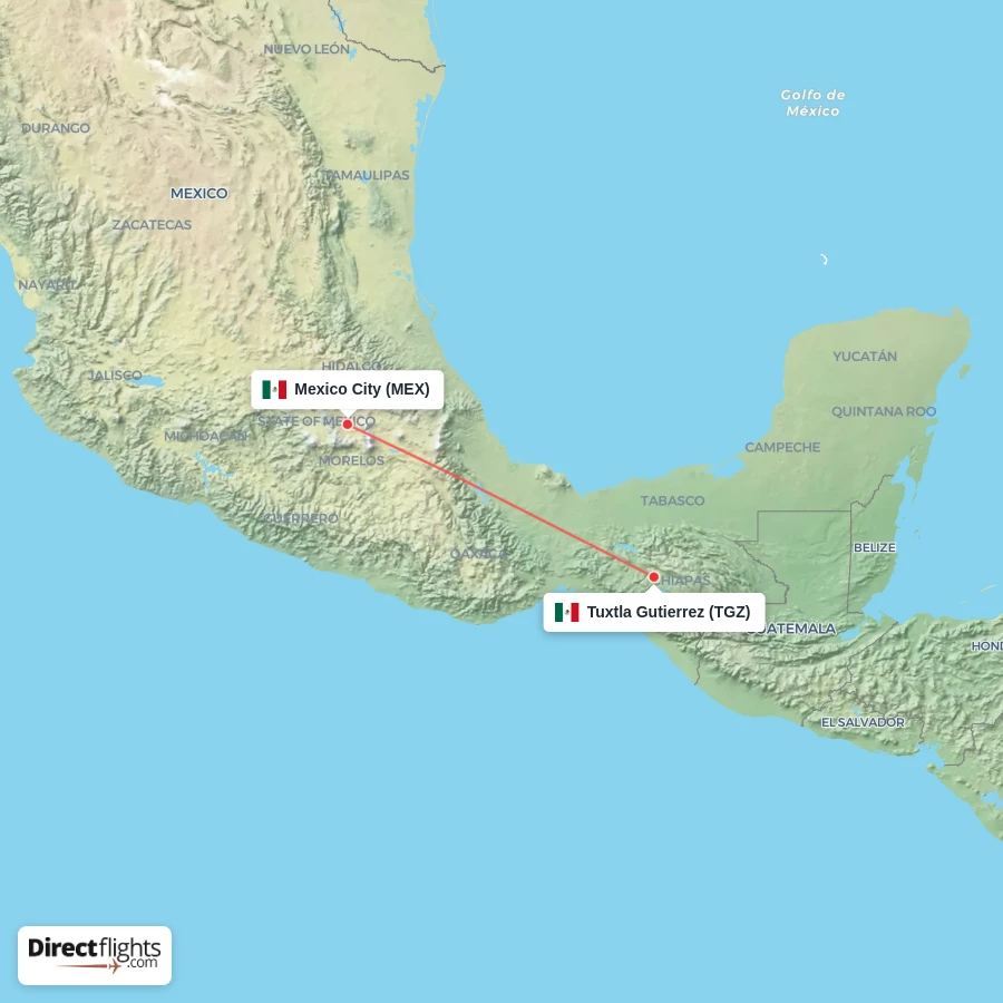 TGZ - MEX route map
