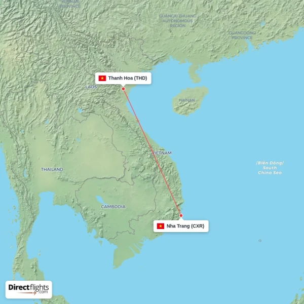 Thanh Hoa - Nha Trang direct flight map