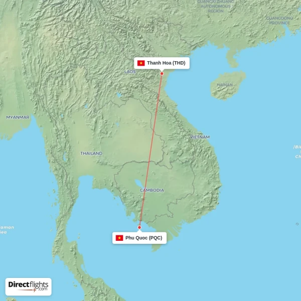 Thanh Hoa - Phu Quoc direct flight map
