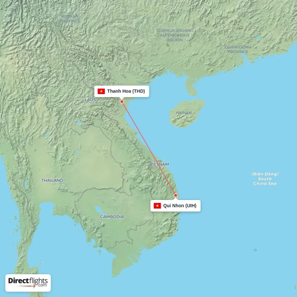 Thanh Hoa - Qui Nhon direct flight map
