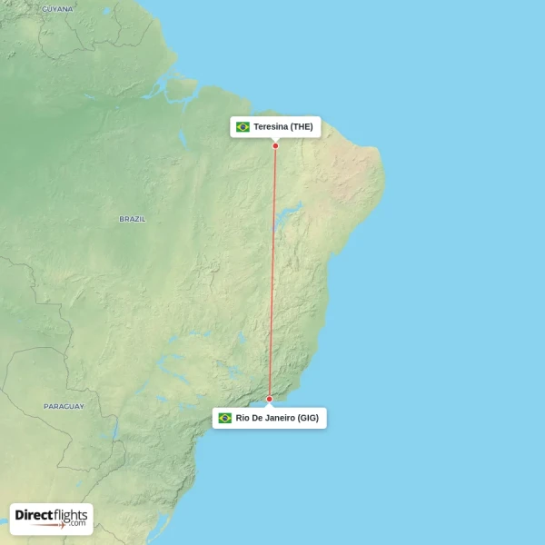 Teresina - Rio De Janeiro direct flight map