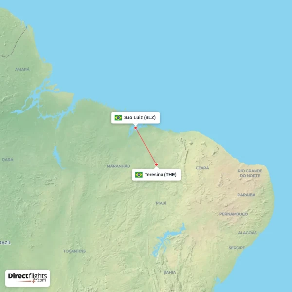 Teresina - Sao Luiz direct flight map