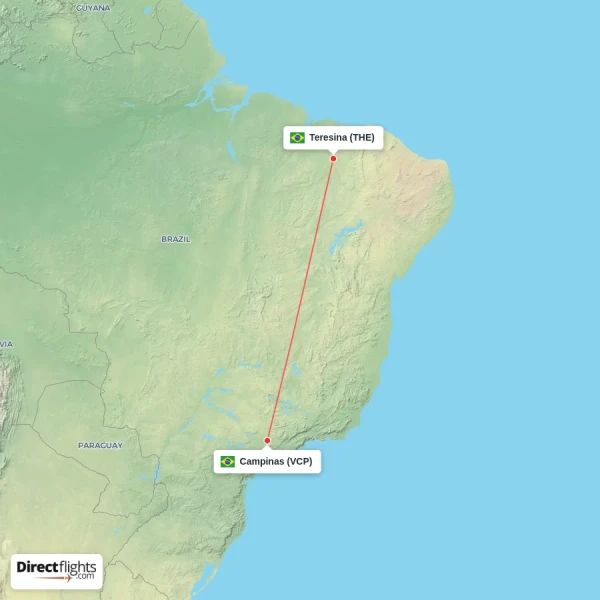 Teresina - Campinas direct flight map