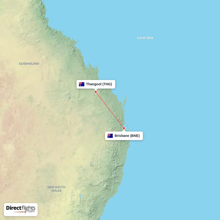 THG - BNE route map