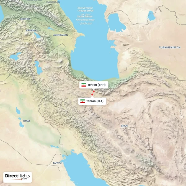 Tehran - Tehran direct flight map