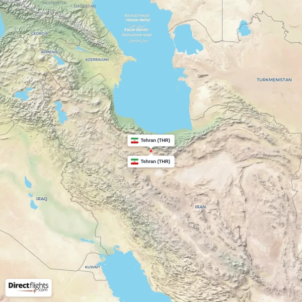 Tehran - Tehran direct flight map