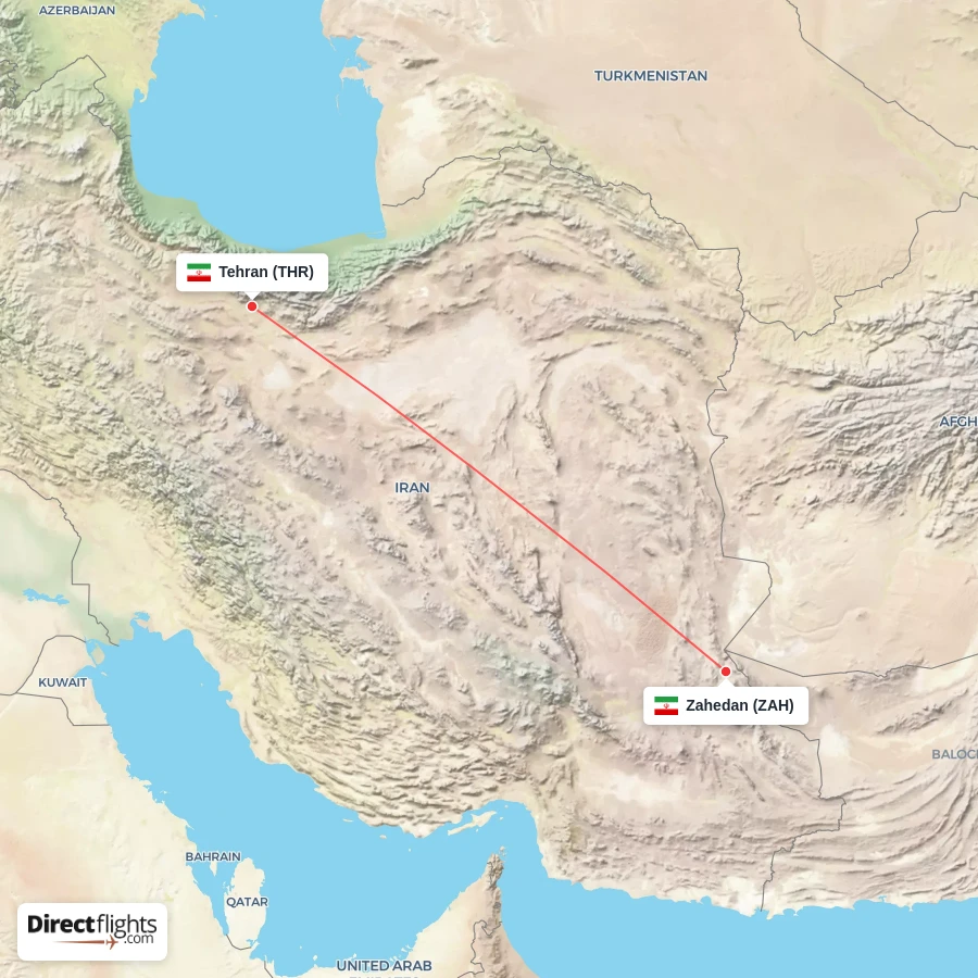 THR - ZAH route map