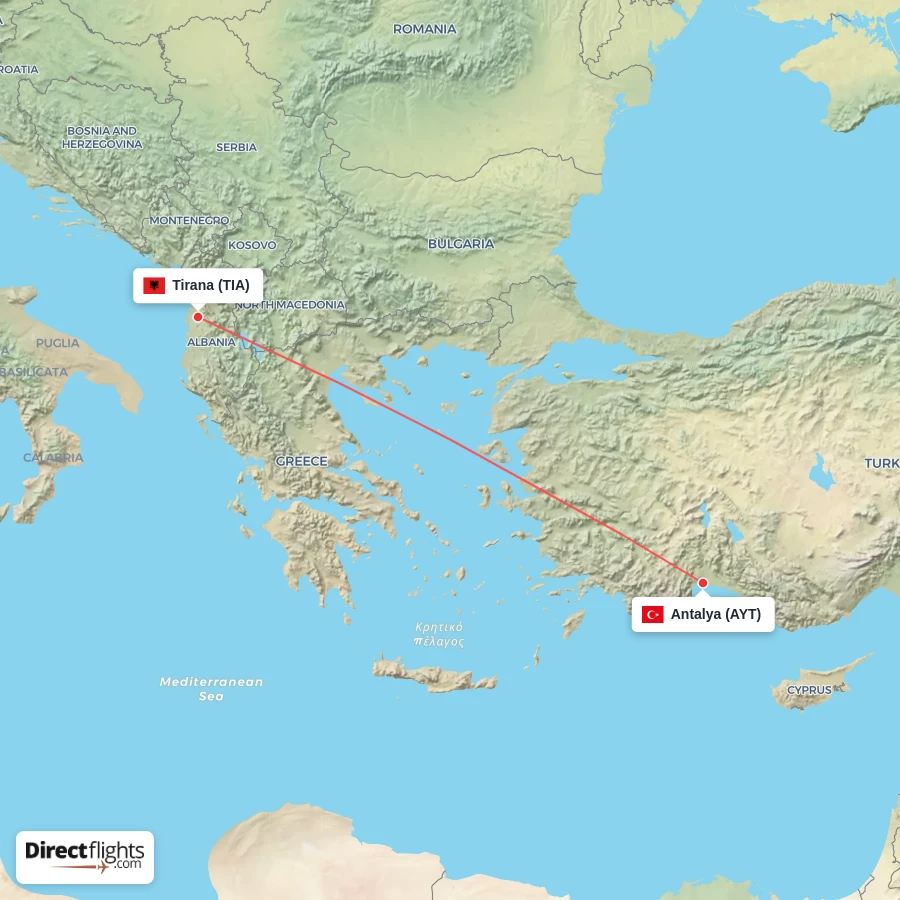 TIA - AYT route map
