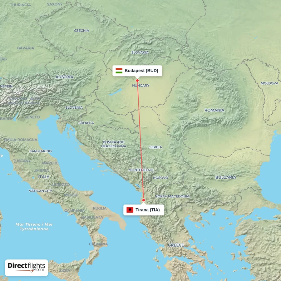 TIA - BUD route map