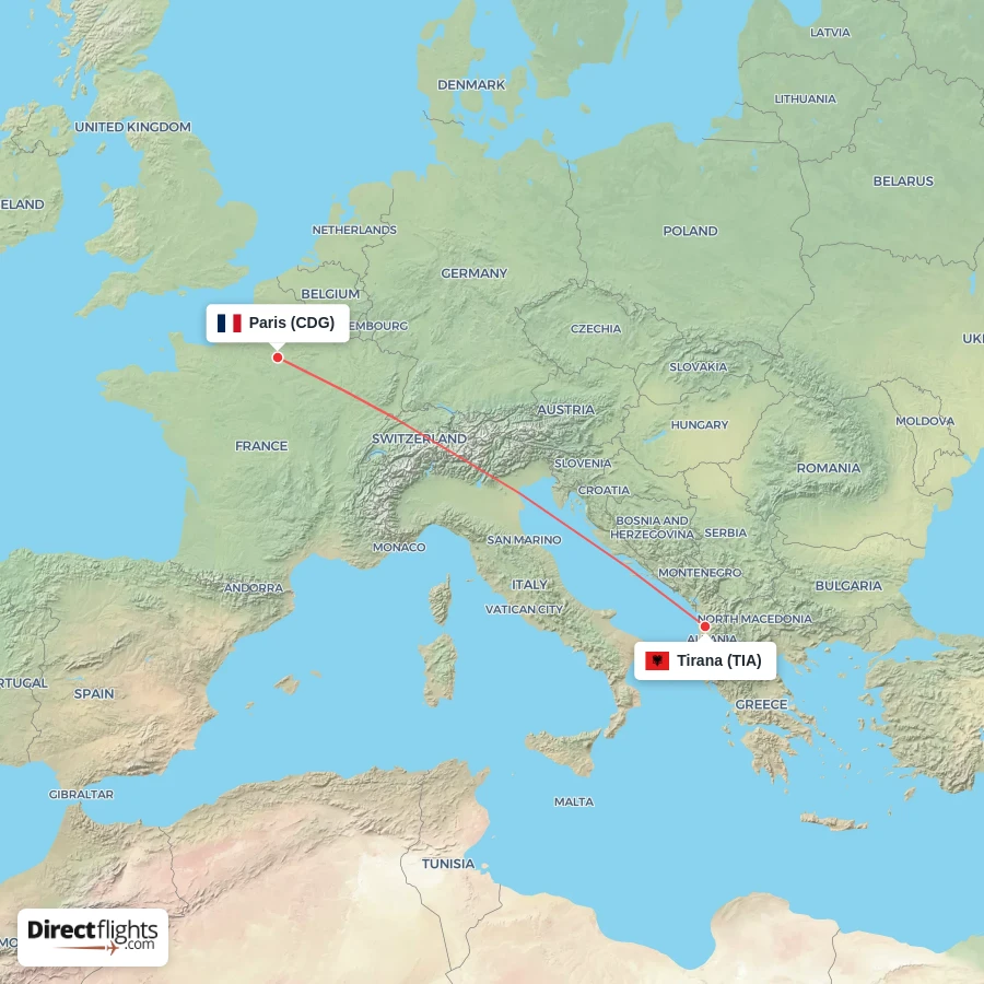 TIA - CDG route map