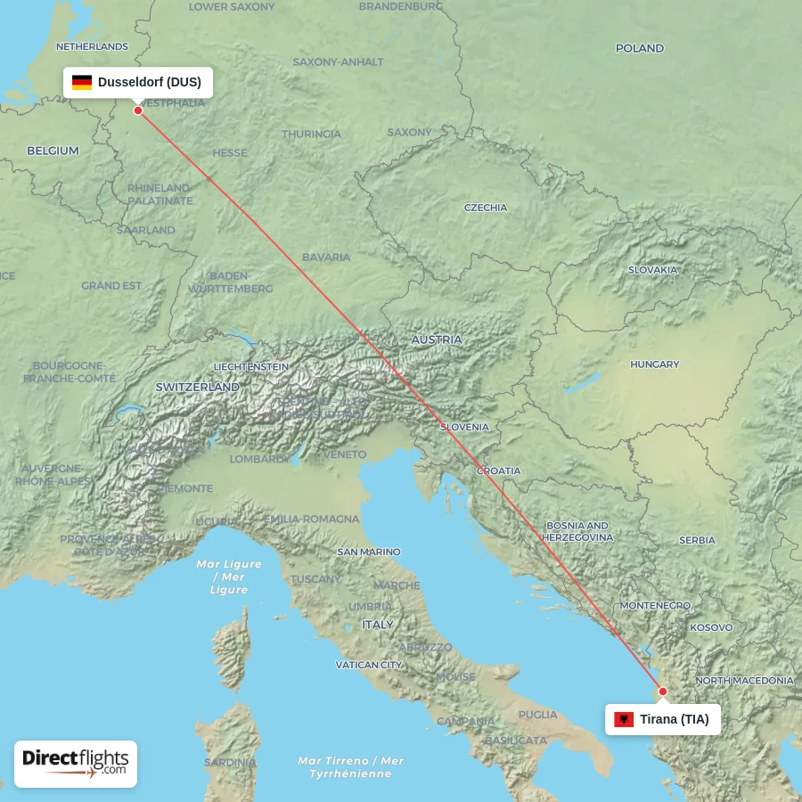 TIA - DUS route map