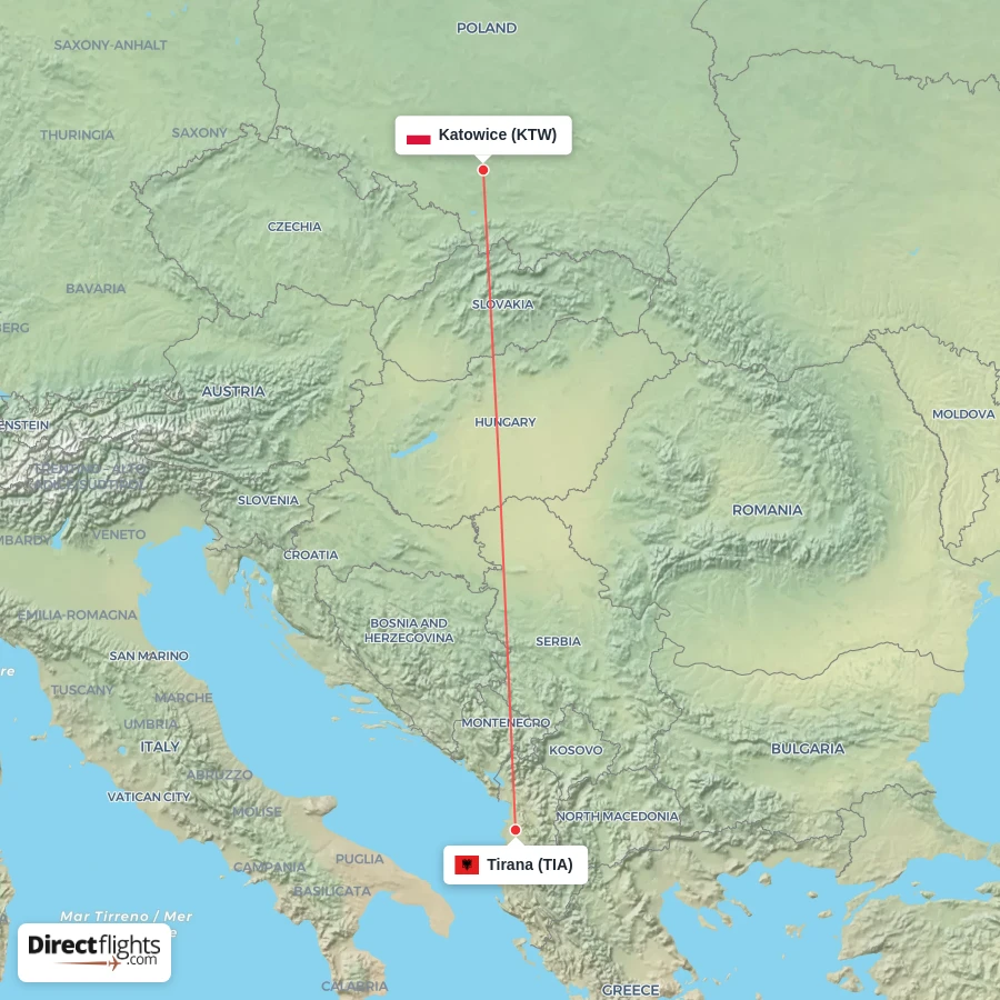 TIA - KTW route map