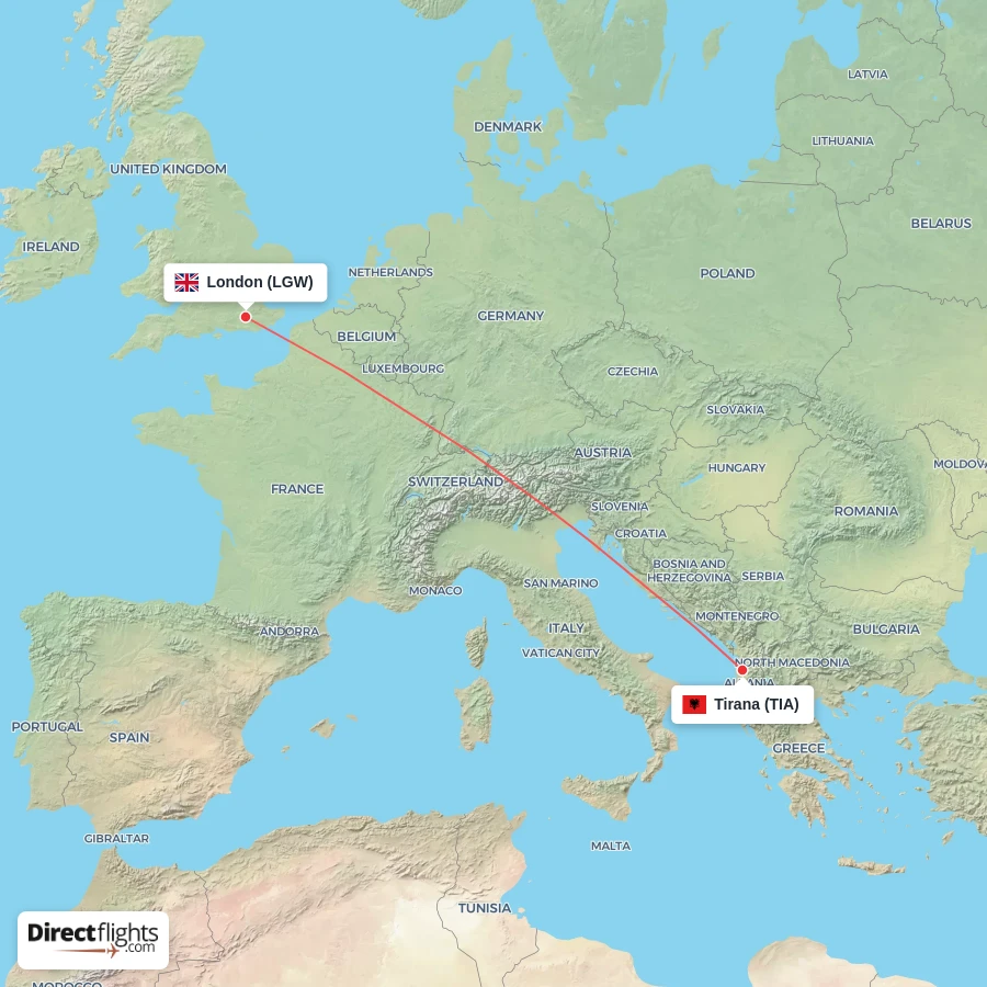 TIA - LGW route map