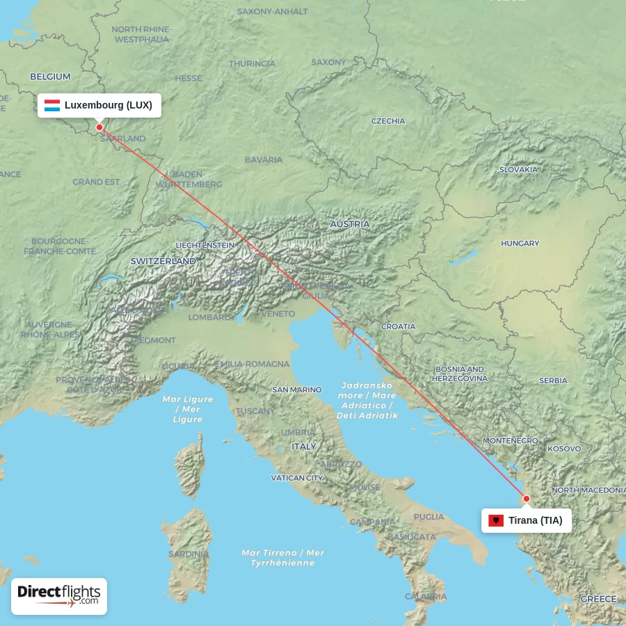 TIA - LUX route map