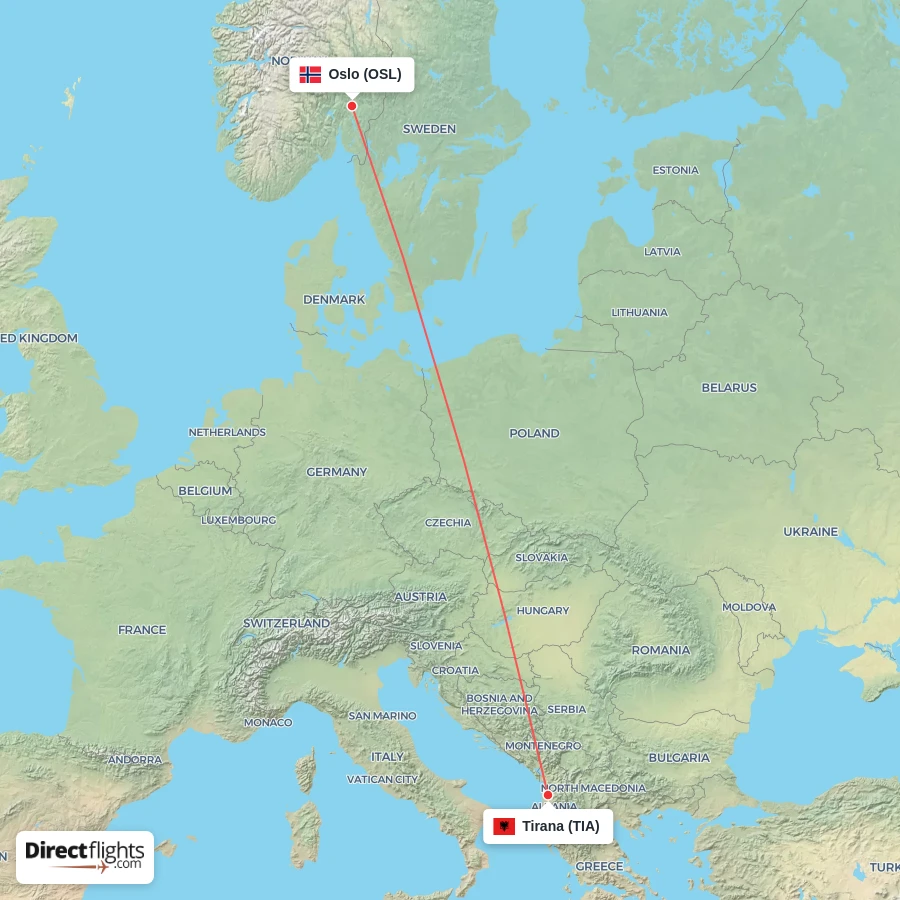 TIA - OSL route map