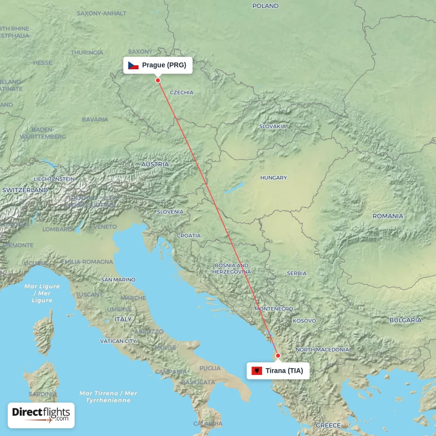 TIA - PRG route map