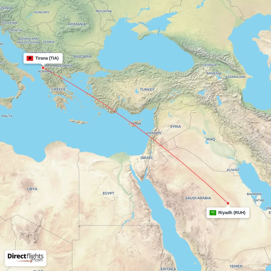 TIA - RUH route map