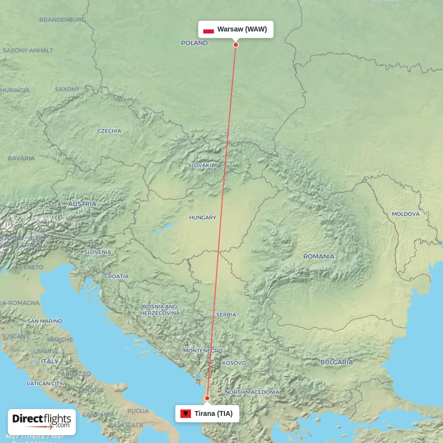 TIA - WAW route map