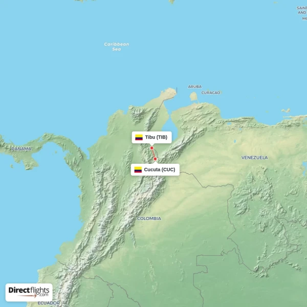 Tibu - Cucuta direct flight map