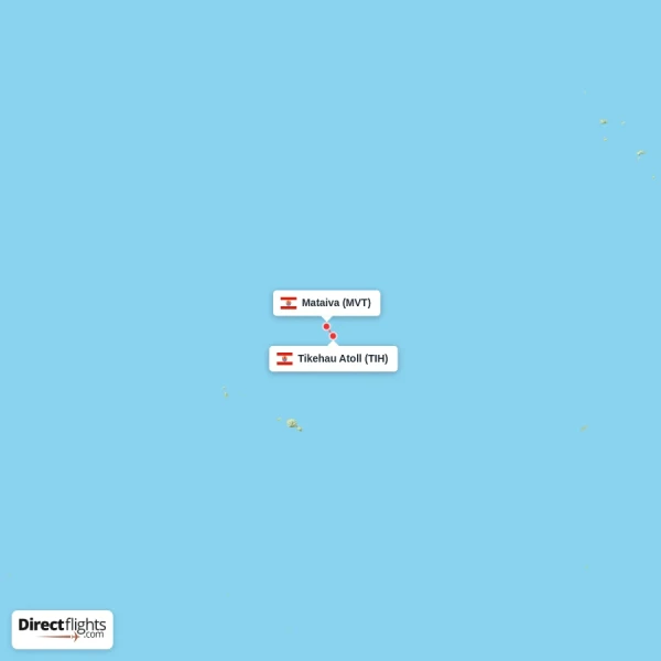 Tikehau Atoll - Mataiva direct flight map