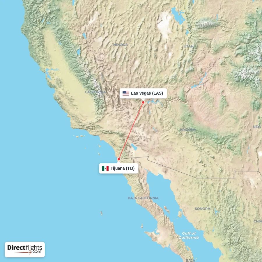 TIJ - LAS route map