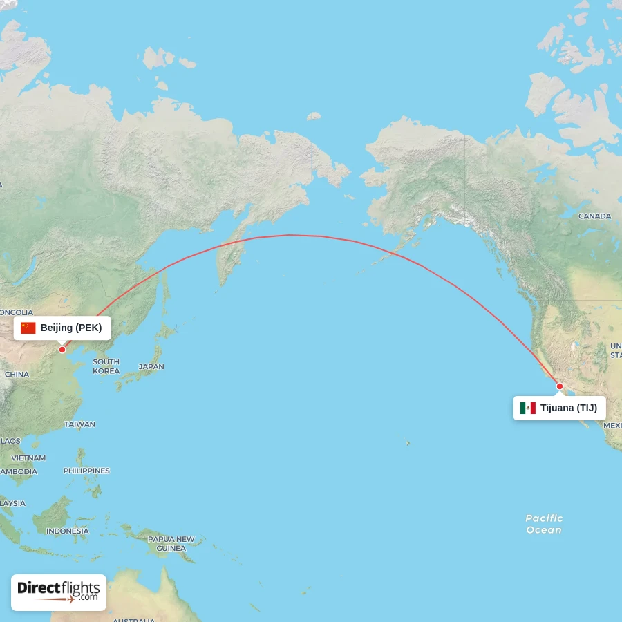 TIJ - PEK route map