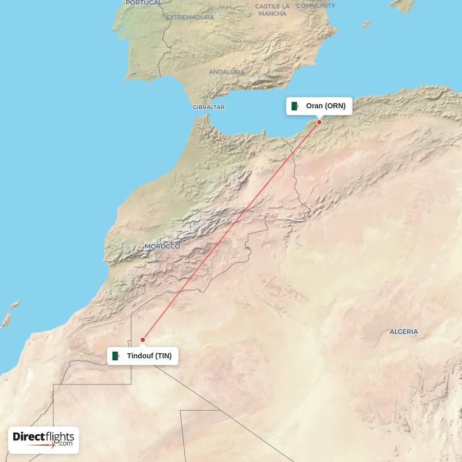 TIN - ORN route map