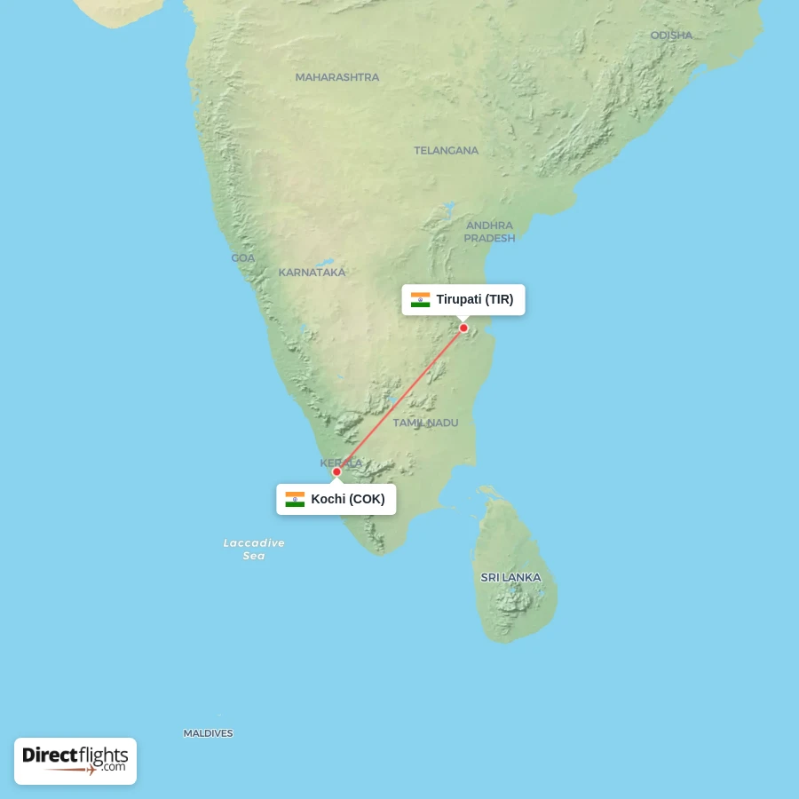 TIR - COK route map
